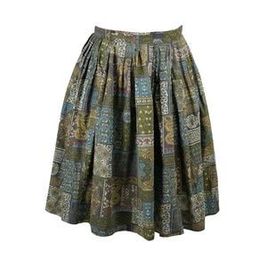 Vintage 1950’S Green Patchwork Floral Full Skirt